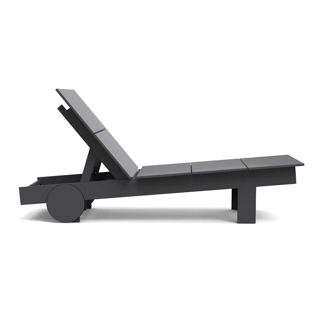 image of charcoal grey tall chaise from the side