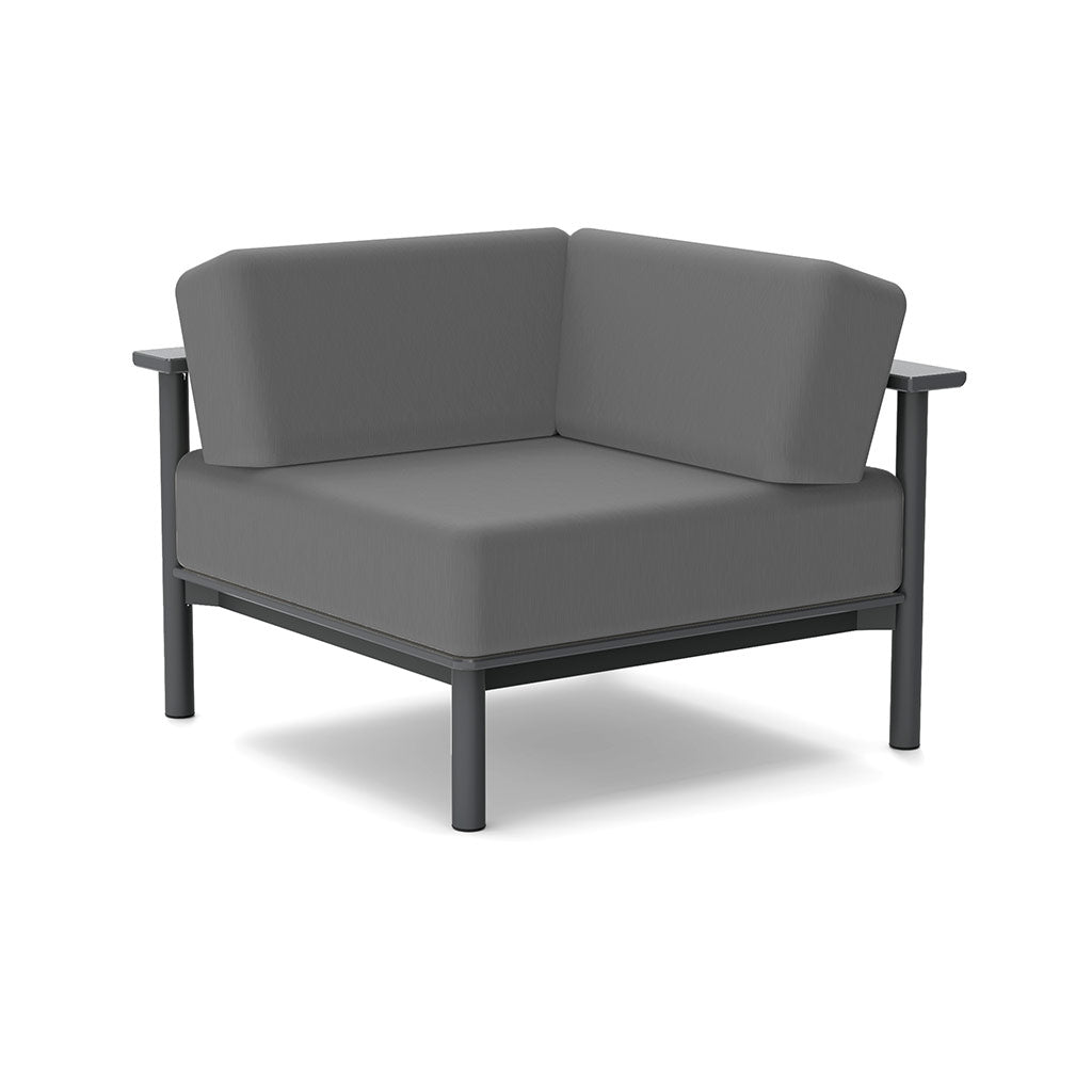 Studio image of a Corner Lounge Chair with Charcoal frame and Charcoal cushions.