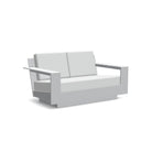 studio shot of nisswa loveseat in driftwood with silver cushion