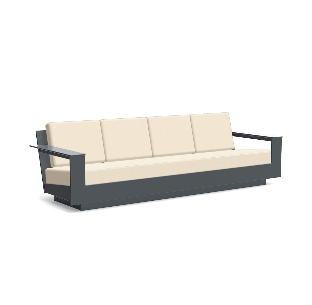 studio shot of nisswa 96 in charcoal with flax cushion