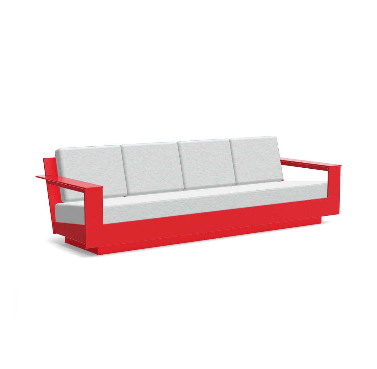 studio shot of nisswa 96 in apple red with silver cushion