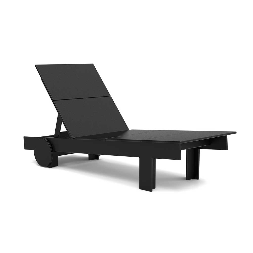 studio image of a black tall chaise.