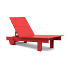 studio image of a red tall chaise.